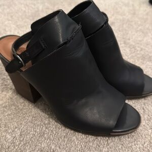 Black leather Lucky Brand peep toe bootie